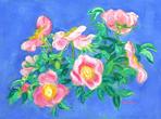Wild Roses, Cobalt Background